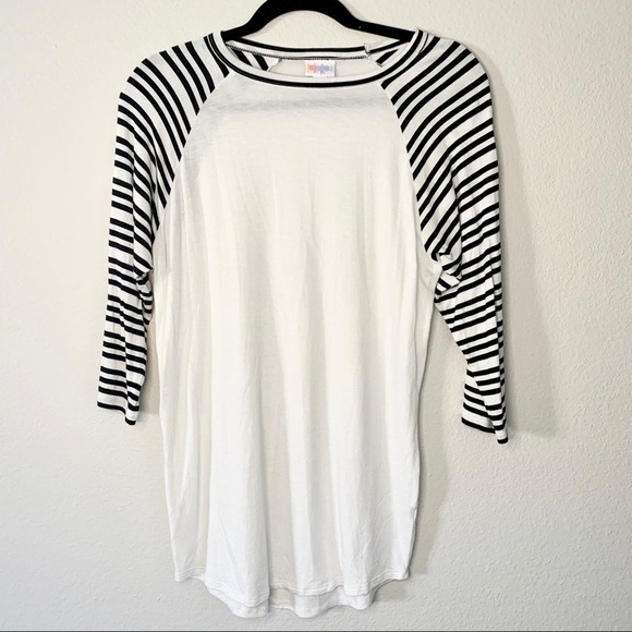 Lularoe Randy shirt white black stripe small - Picture 1 of 4